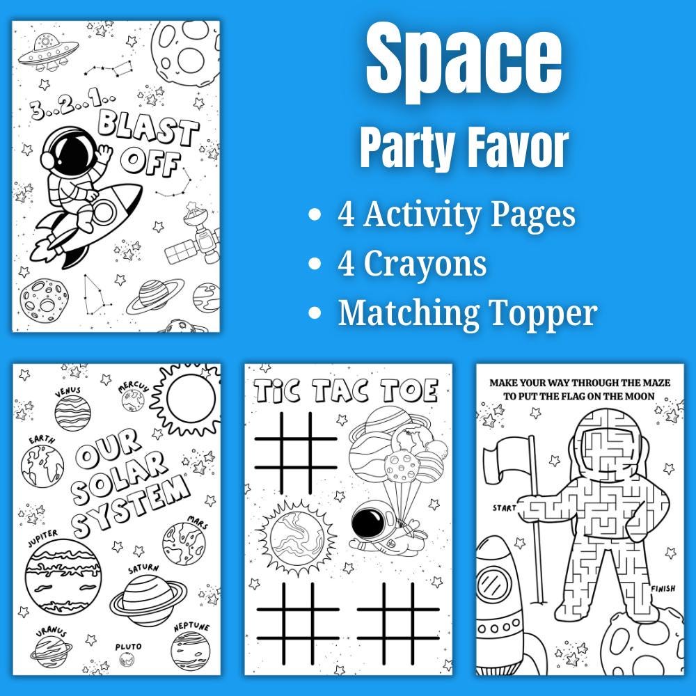 Space Birthday Party Favor • Custom Coloring Party Favor