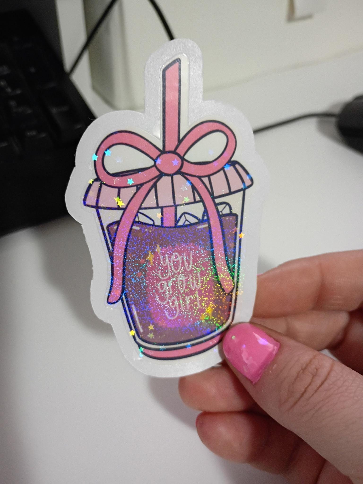 You Grow Girl Holographic Sticker | Coffee Lover Sticker | Motivational Vinyl Decal