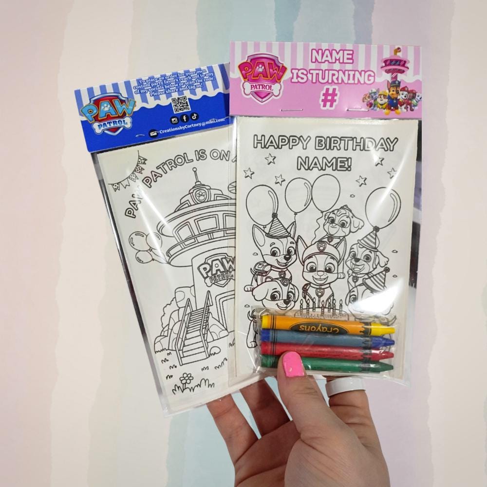 Personalized Paw Patrol Birthday Coloring Pack | Party Favor with Crayons