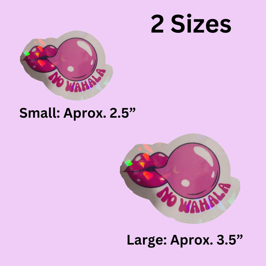 Afro Vibes No Wahala Sticker | Pink Bubble Gum Lips | Holographic Glossy Decal