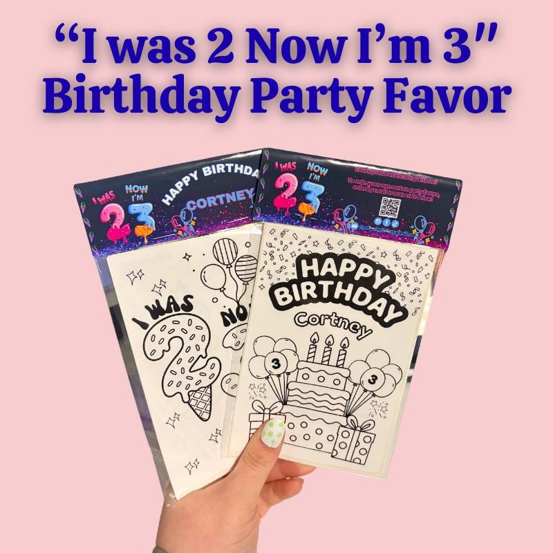 3rd Birthday Coloring Sticker Pack • Custom Coloring Party Favor