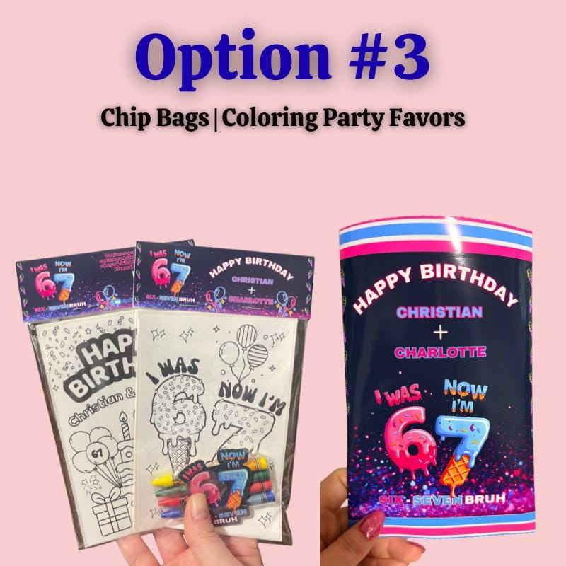 Ice Cream 6 7 Birthday Party Bundle • Custom Chip Bags, Goodie Bags, Coloring Favors
