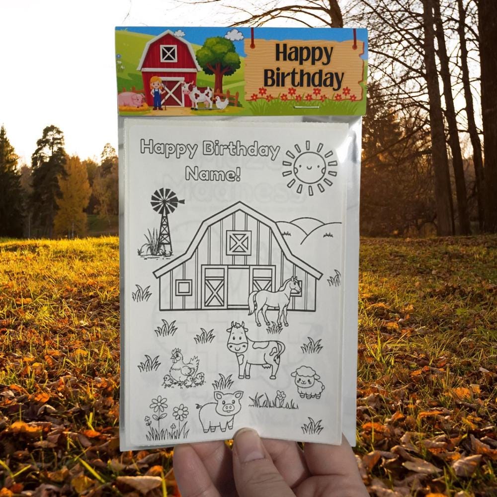 Farm Animal Coloring Sticker Sheets • Custom Coloring Party Favor