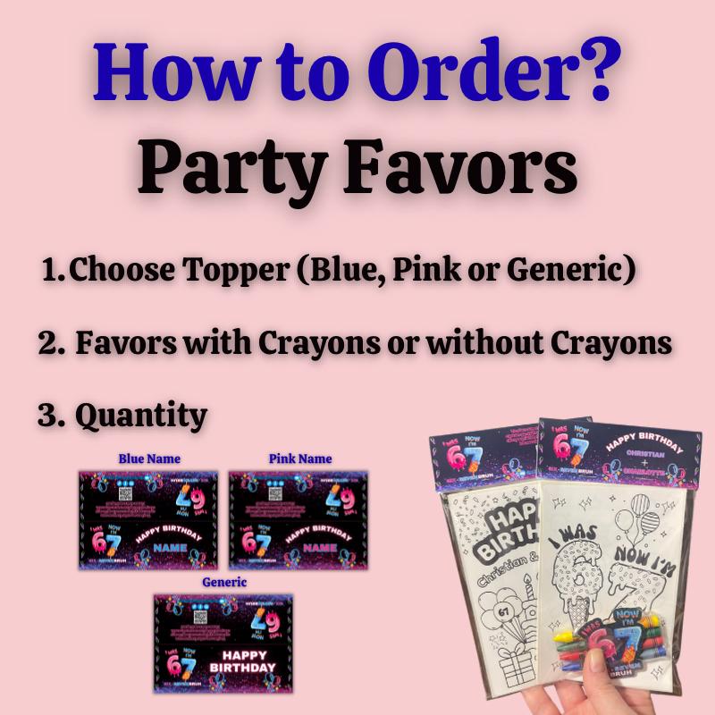 Ice Cream Donut Birthday Coloring Favors | Personalized Party Goodie Bag