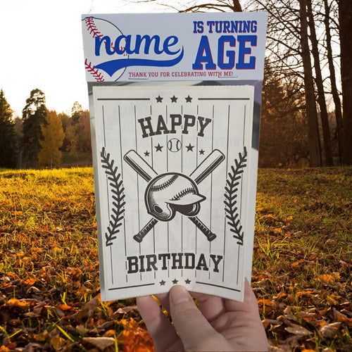 Baseball Party Favor Sticker Sheets • Custom Coloring Party Favor