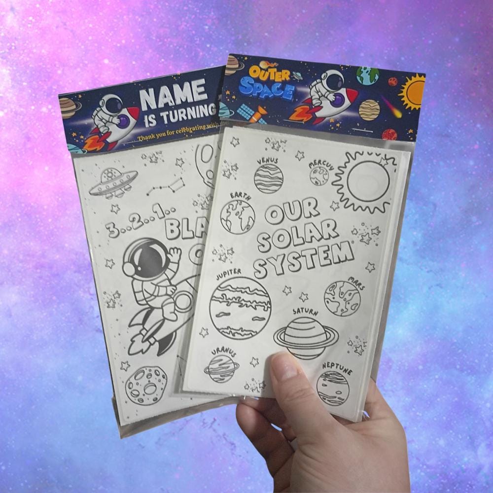 Space Birthday Party Favor • Custom Coloring Party Favor
