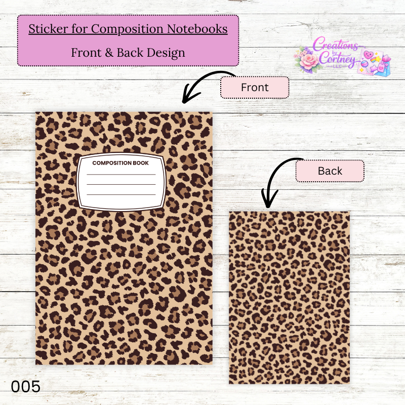 Leopard Composition Notebook Sticker Label