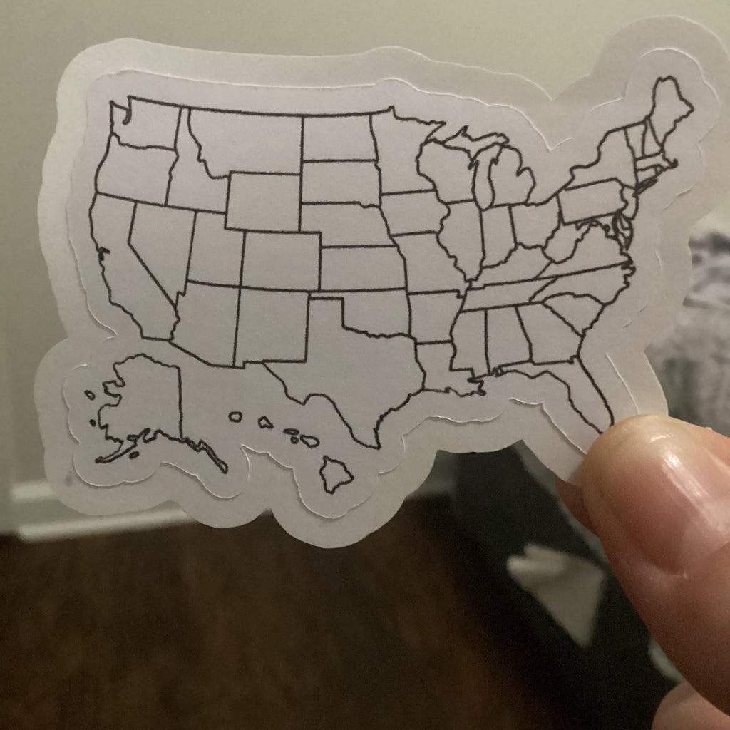USA Travel Map Sticker | Color In, Waterproof Vinyl Decal