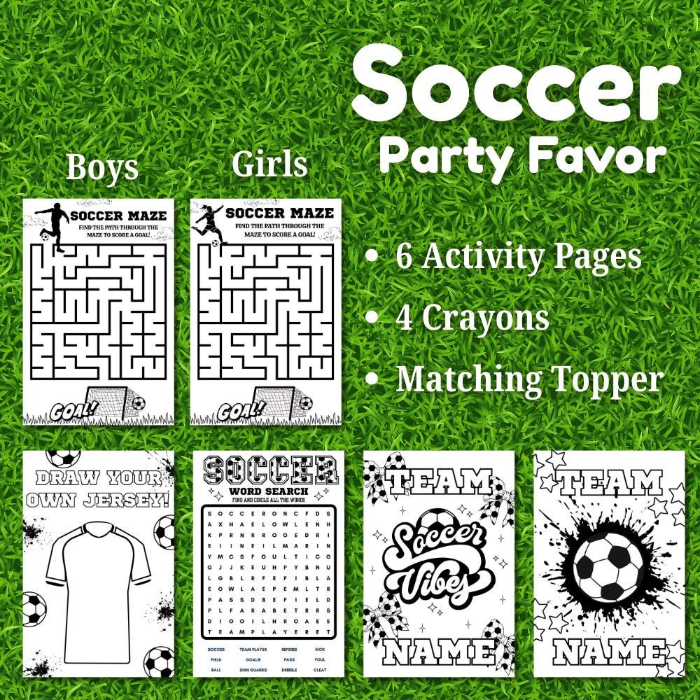 Soccer Coloring Party Favor • Custom Coloring Party Favor