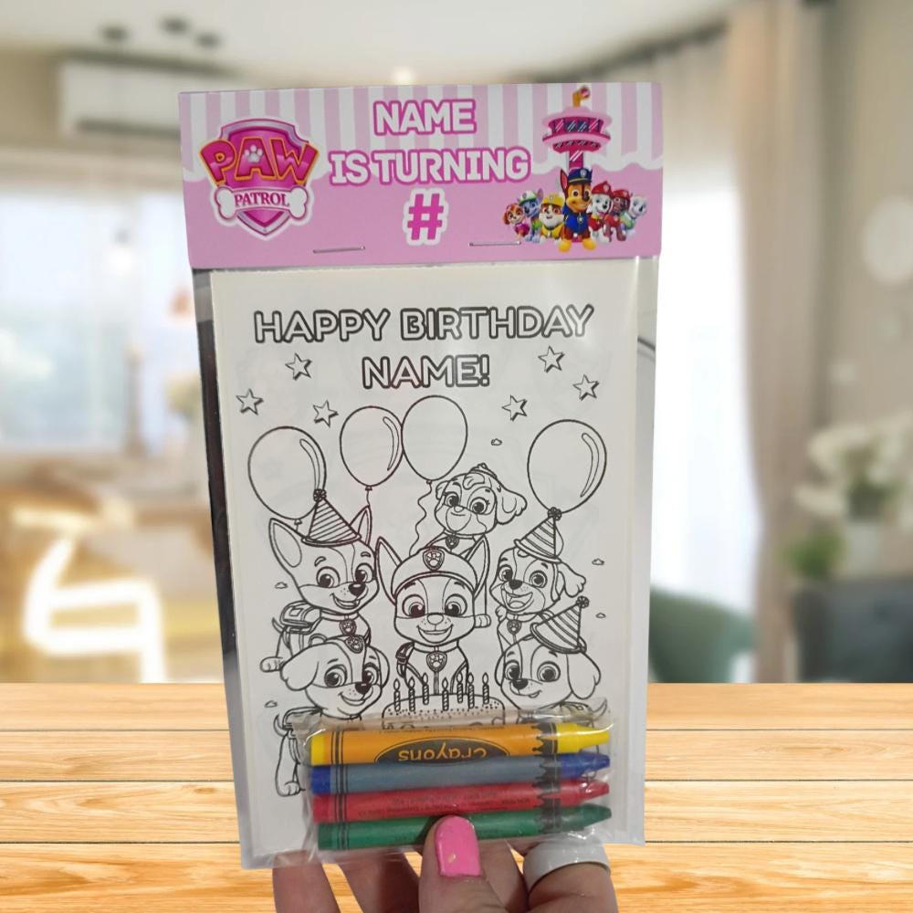 Personalized Paw Patrol Birthday Coloring Pack | Party Favor with Crayons