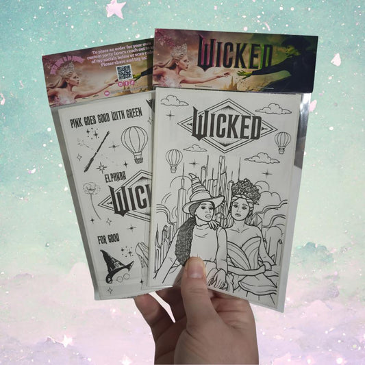 Personalized Wicked Coloring Party Favors | Pink Green Birthday Activity Sheets