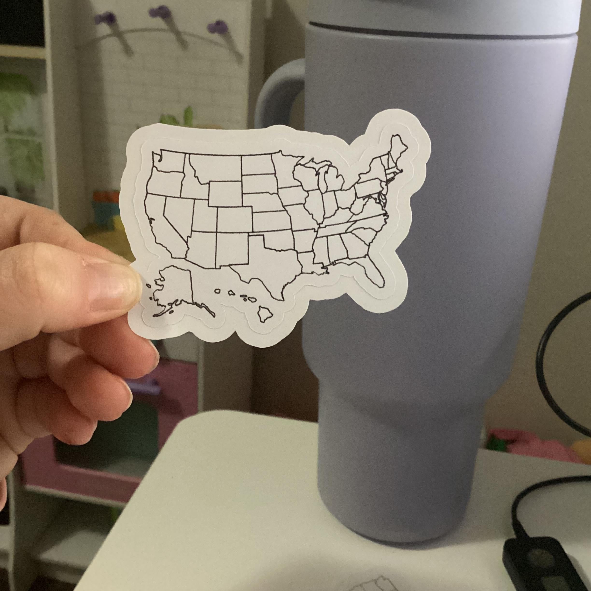 USA Travel Map Sticker | Color In, Waterproof Vinyl Decal