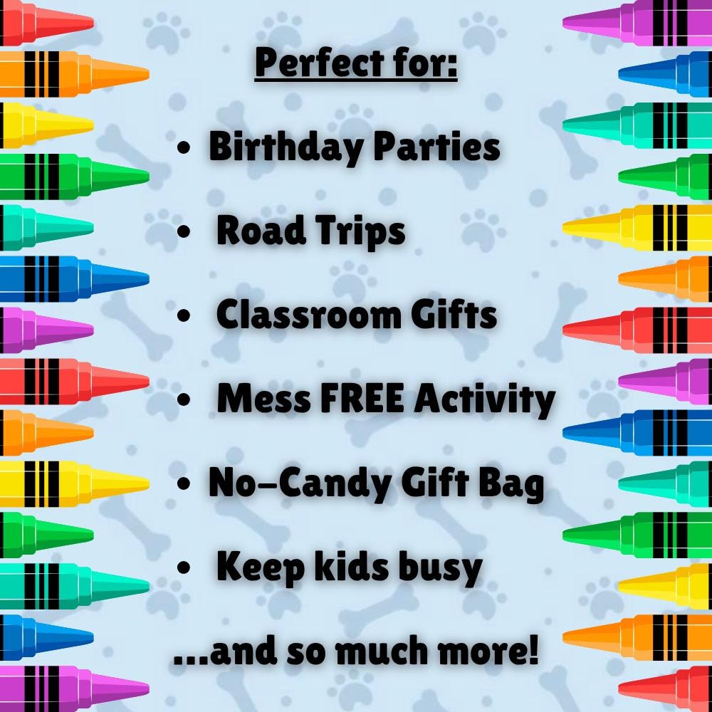 Personalized Doggyland Party Favor • Kids Coloring Birthday Activity • Custom Topper • Assembled & Ready to Hand Out
