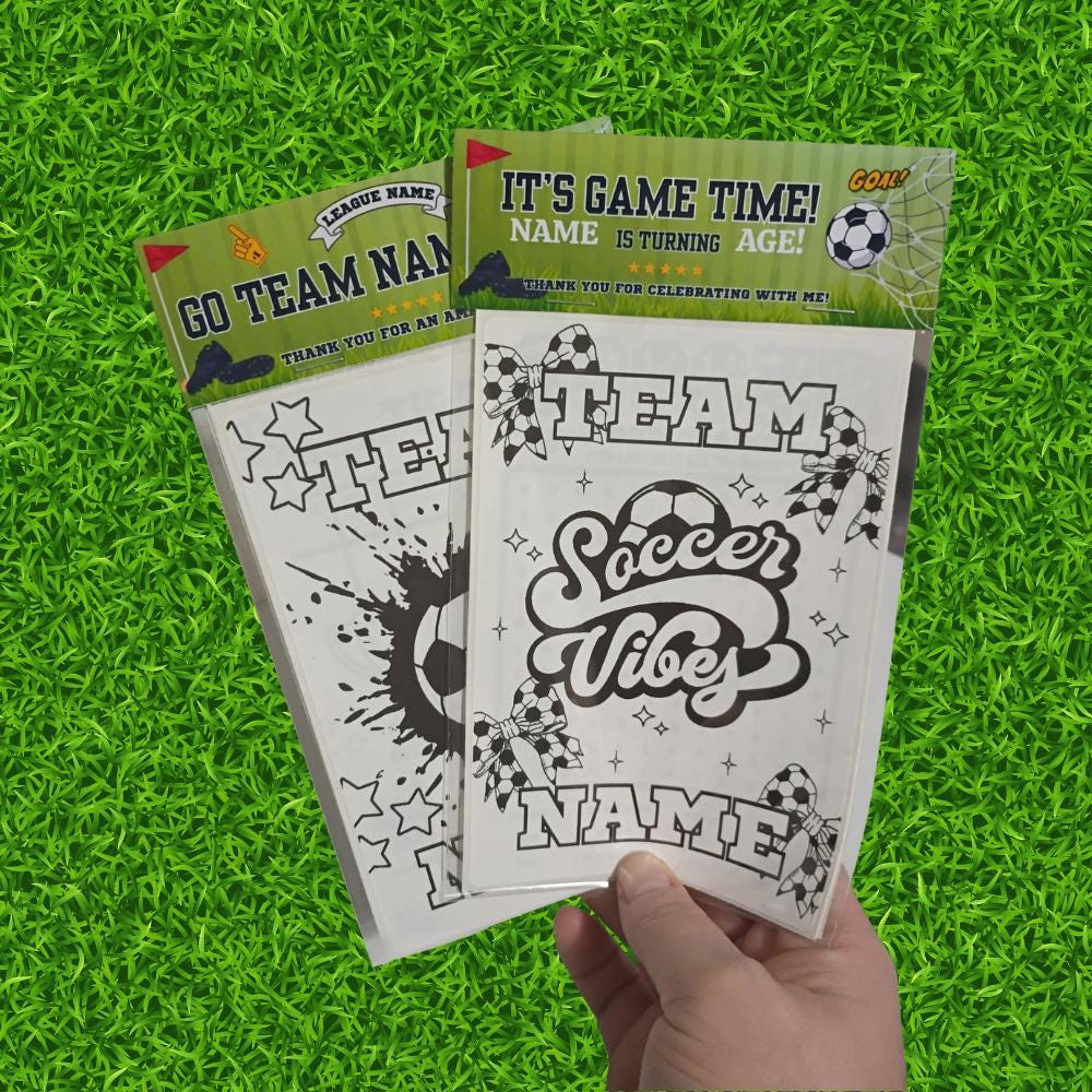Soccer Coloring Party Favor • Custom Coloring Party Favor