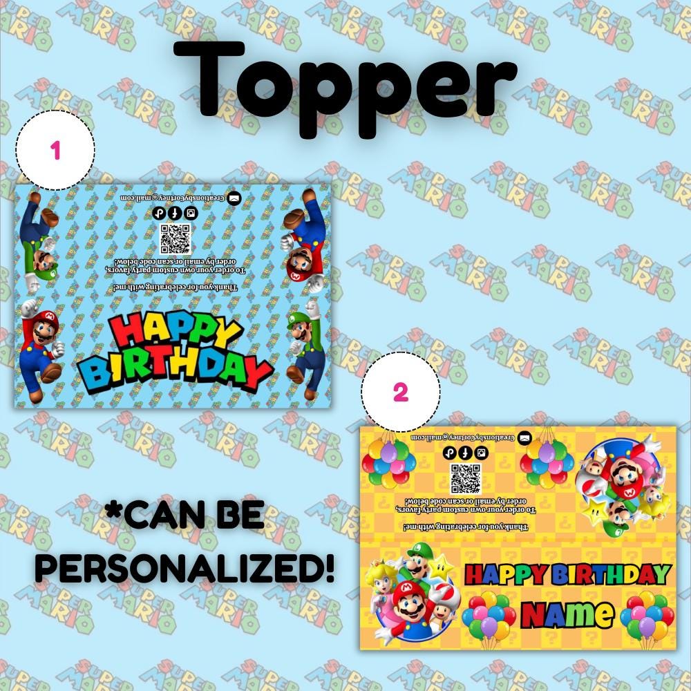 Personalized Mario Activity Pack • Birthday Favor with Crayons & Topper