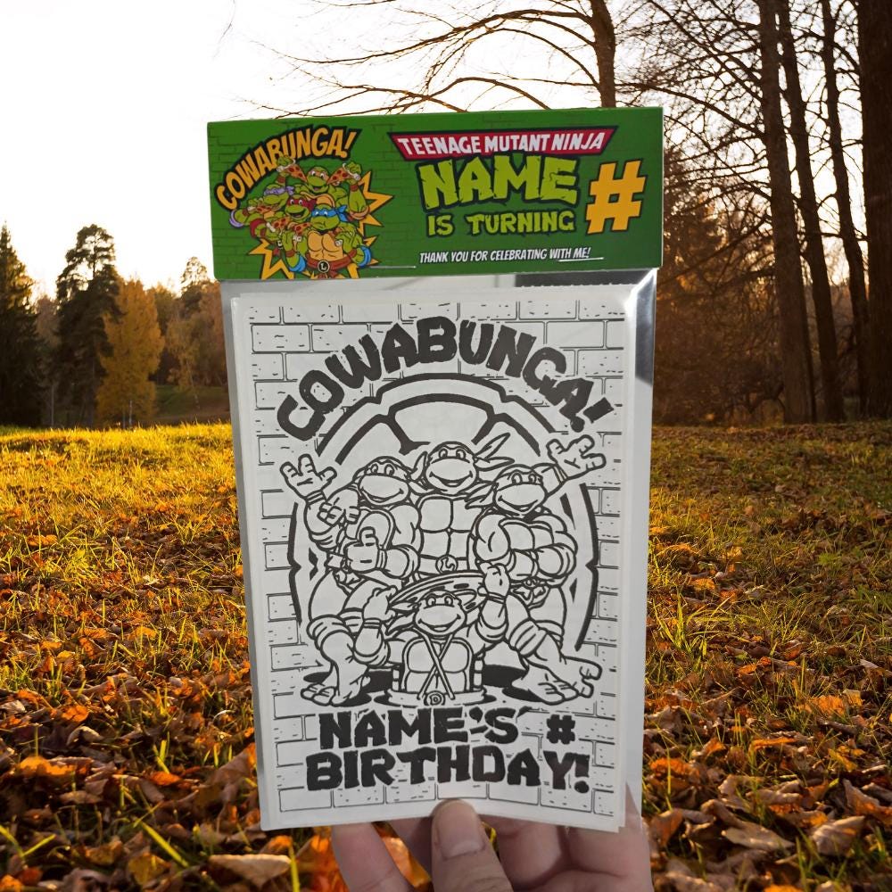 Personalized Ninja Turtle Coloring Party Favors | Birthday Activity Sheets