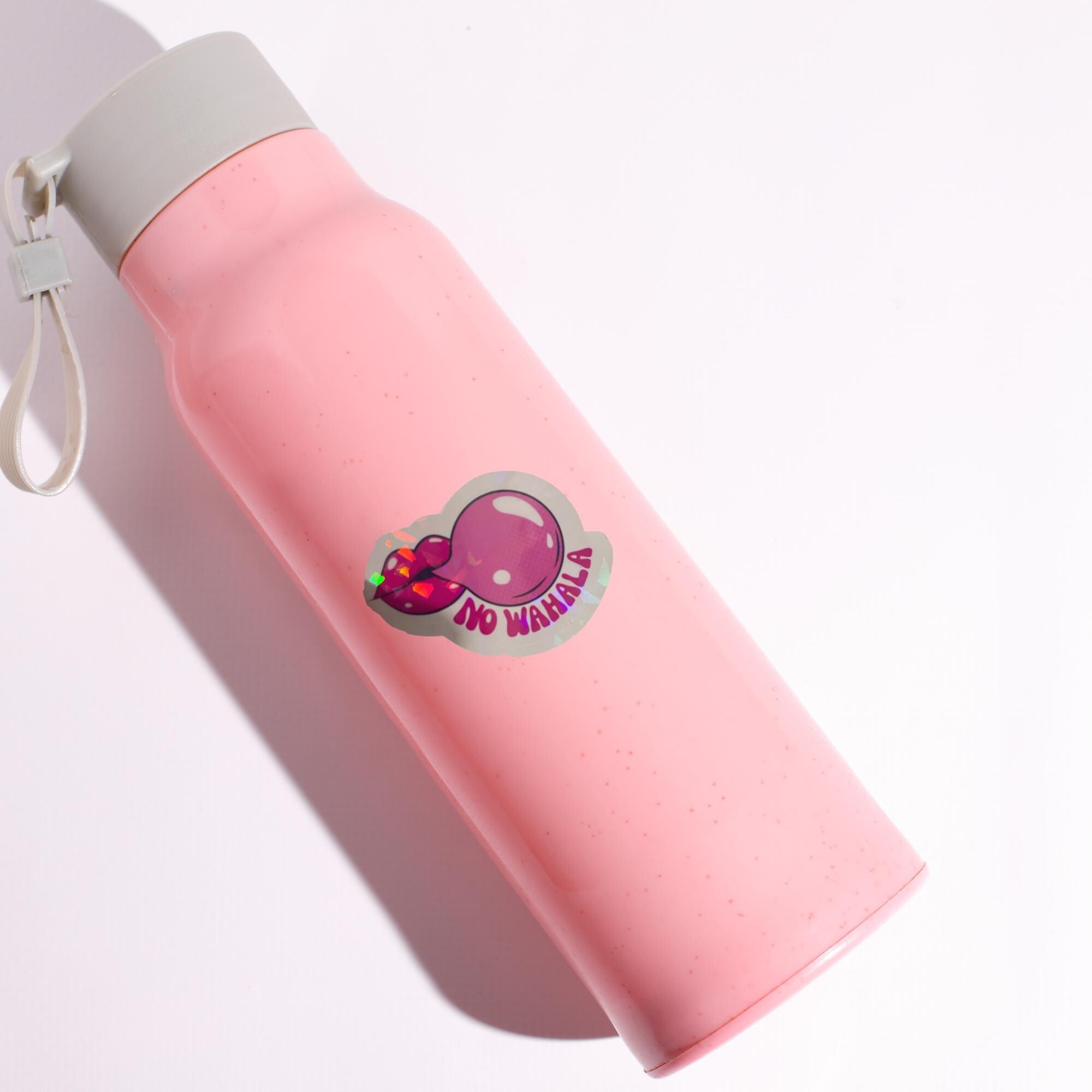 Afro Vibes No Wahala Sticker | Pink Bubble Gum Lips | Holographic Glossy Decal