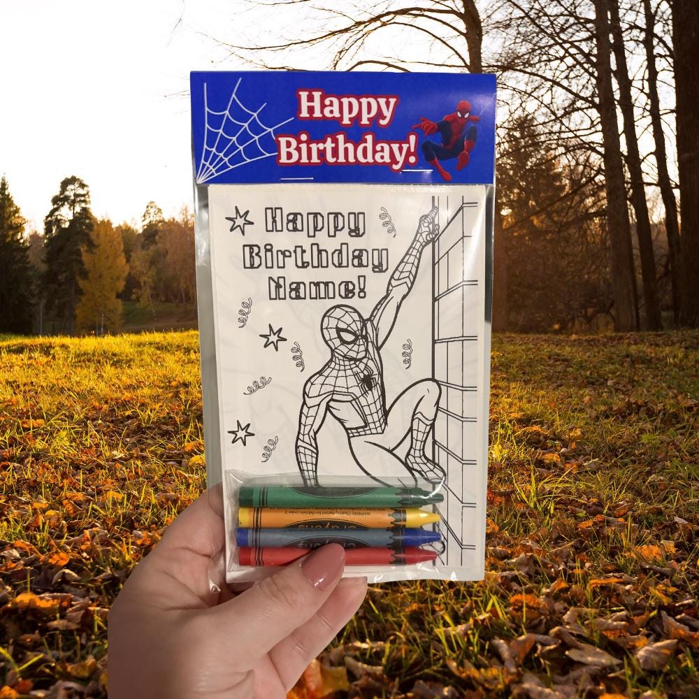 Spider Man Coloring Party Favor • Custom Coloring Party Favor