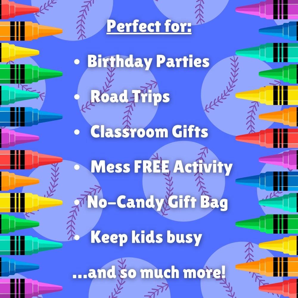 Baseball Party Favor Sticker Sheets • Custom Coloring Party Favor