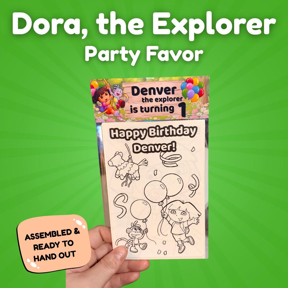 Dora Explorer Birthday Coloring Sticker Party Favor | Custom Party Favor