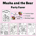 Masha and the Bear Birthday Coloring Party Favor • Personalized Activity Pack