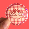 Petty When Provoked” Holographic Gingham Sticker – Cute Bow Vinyl Decal
