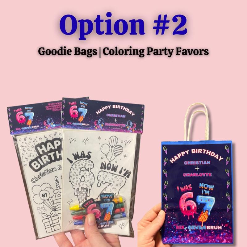 Ice Cream 6 7 Birthday Party Bundle • Custom Chip Bags, Goodie Bags, Coloring Favors