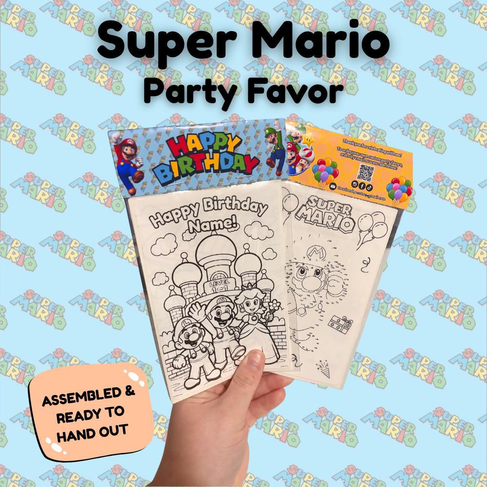Personalized Mario Activity Pack • Birthday Favor with Crayons & Topper