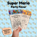 Personalized Mario Activity Pack • Birthday Favor with Crayons & Topper