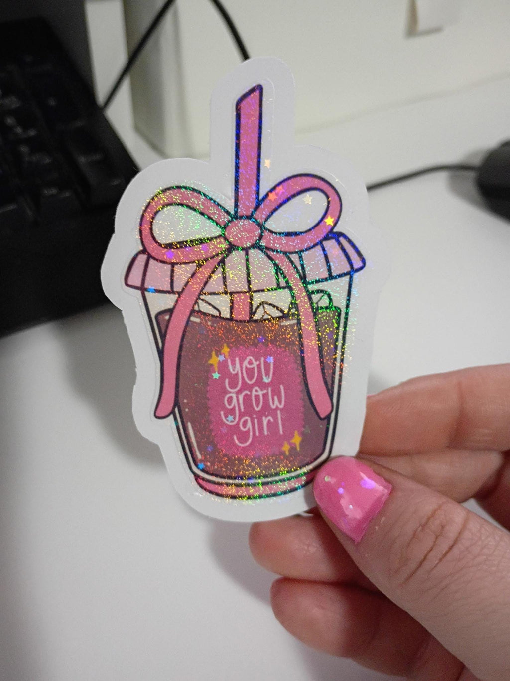 You Grow Girl Holographic Sticker | Coffee Lover Sticker | Motivational Vinyl Decal