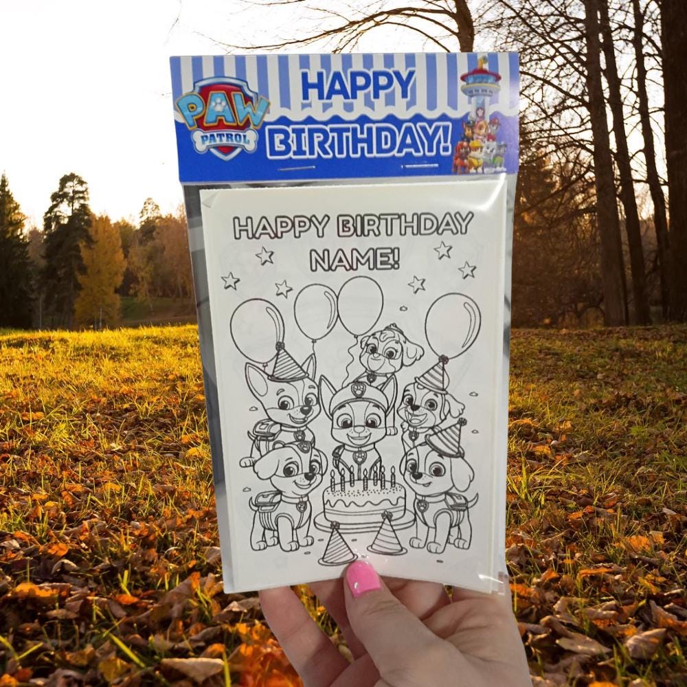 Personalized Paw Patrol Birthday Coloring Pack | Party Favor with Crayons