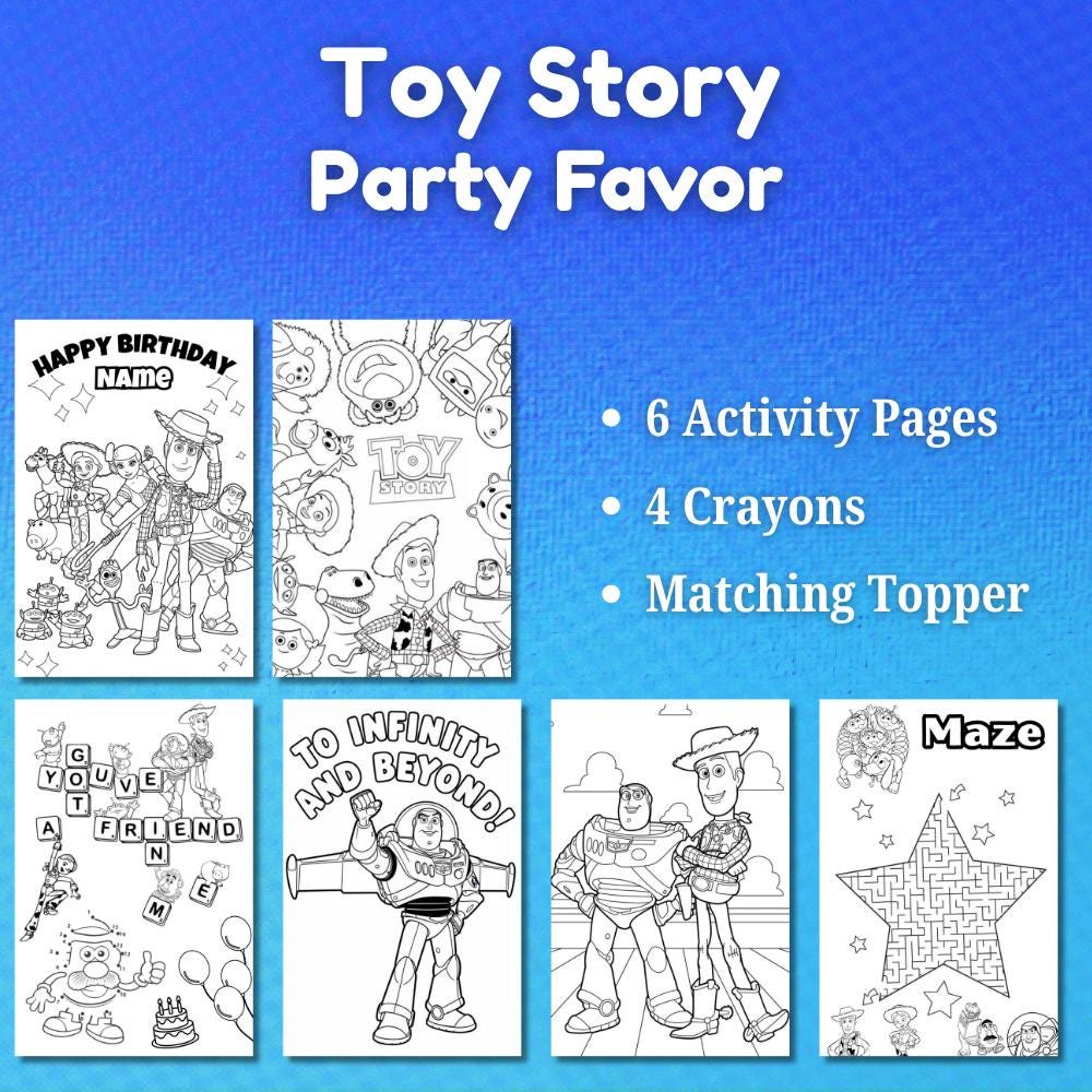 Toy Story Party Favor Coloring Pack • Custom Coloring Party Favor