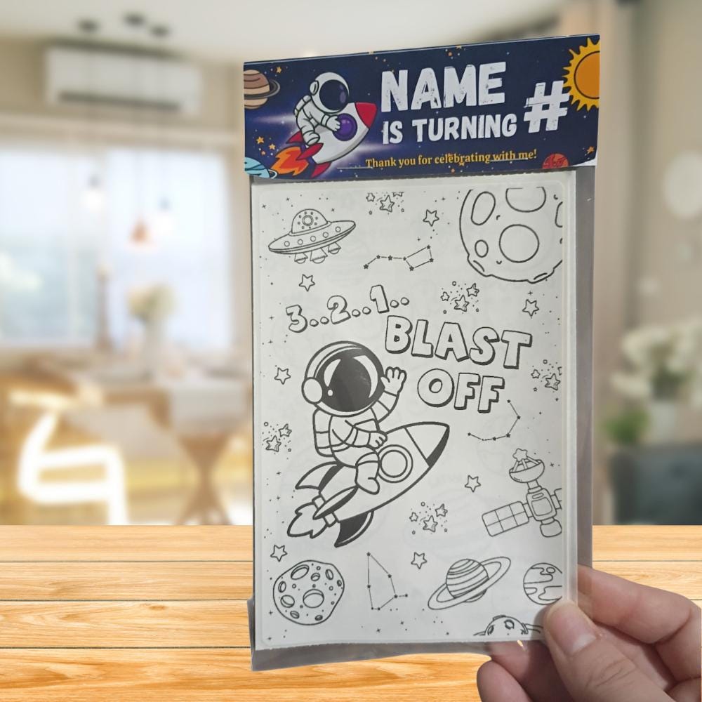 Space Birthday Party Favor • Custom Coloring Party Favor
