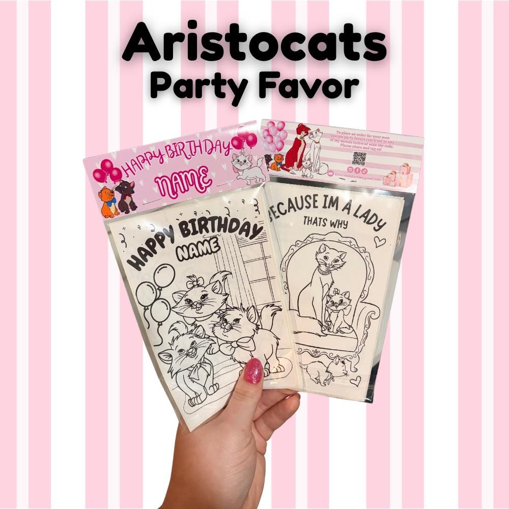 Personalized Aristocats Coloring Birthday Party Favor