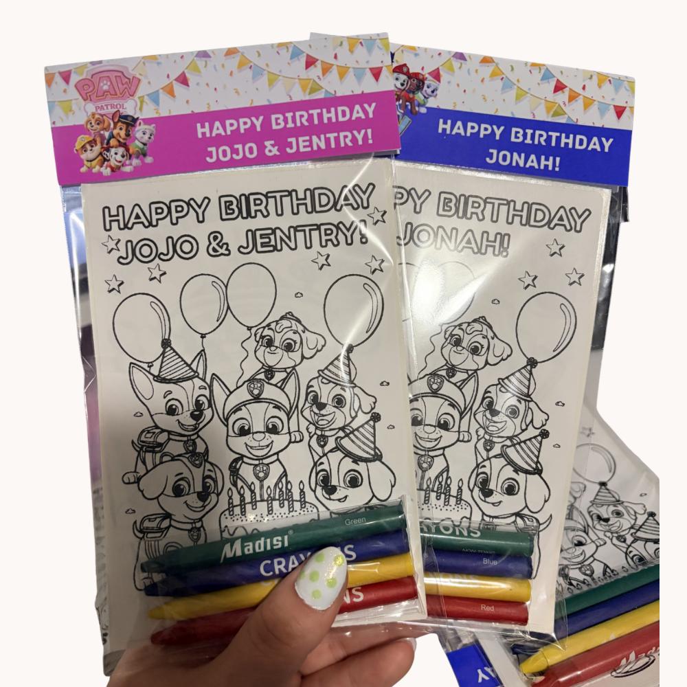 Personalized Paw Patrol Birthday Coloring Pack | Party Favor with Crayons