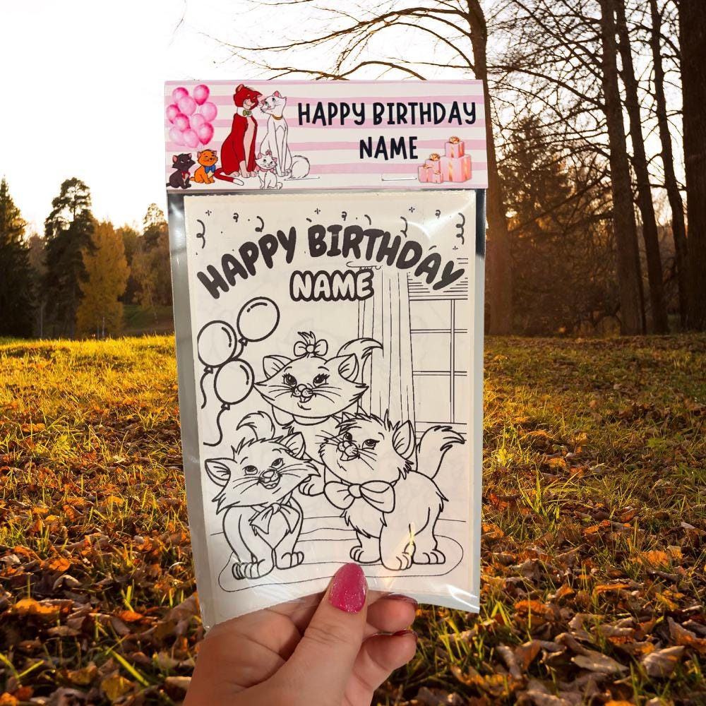 Personalized Aristocats Coloring Birthday Party Favor