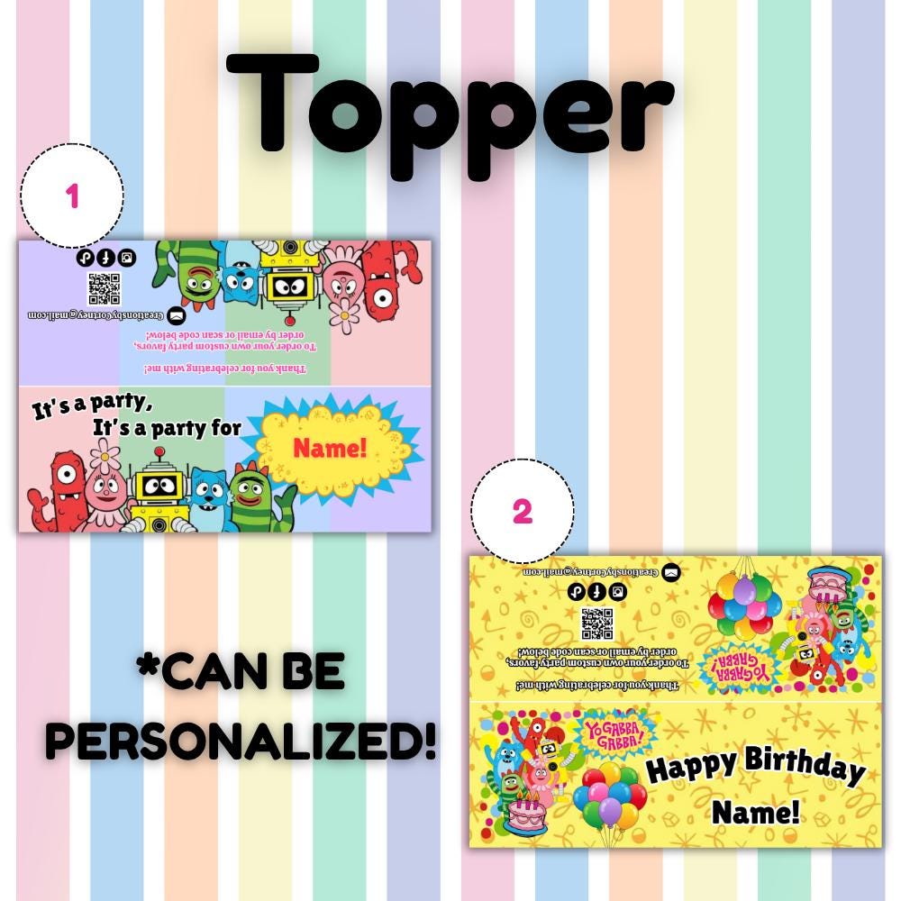 Personalized Yo Gabba Gabba Party Favor Pack • Kids Birthday Activity Set • Coloring Pages + Crayons + Personalized Topper