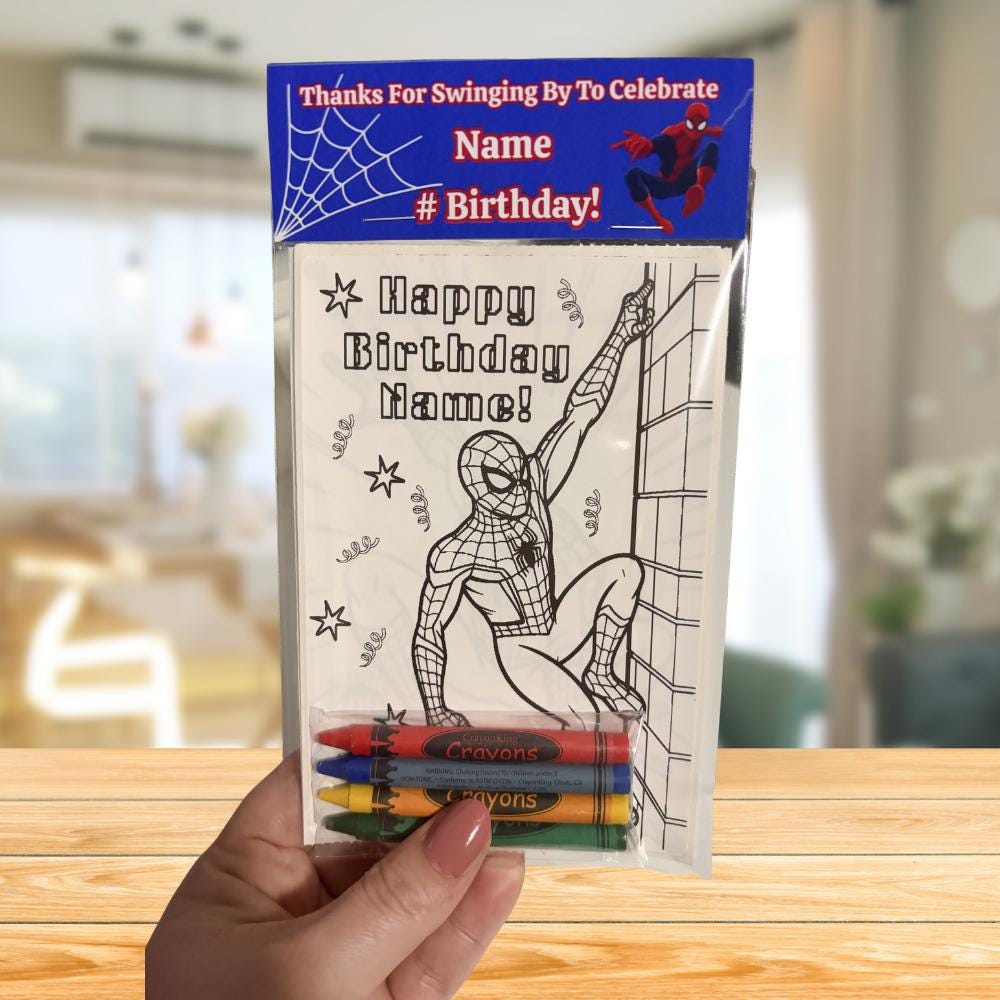 Spider Man Coloring Party Favor • Custom Coloring Party Favor