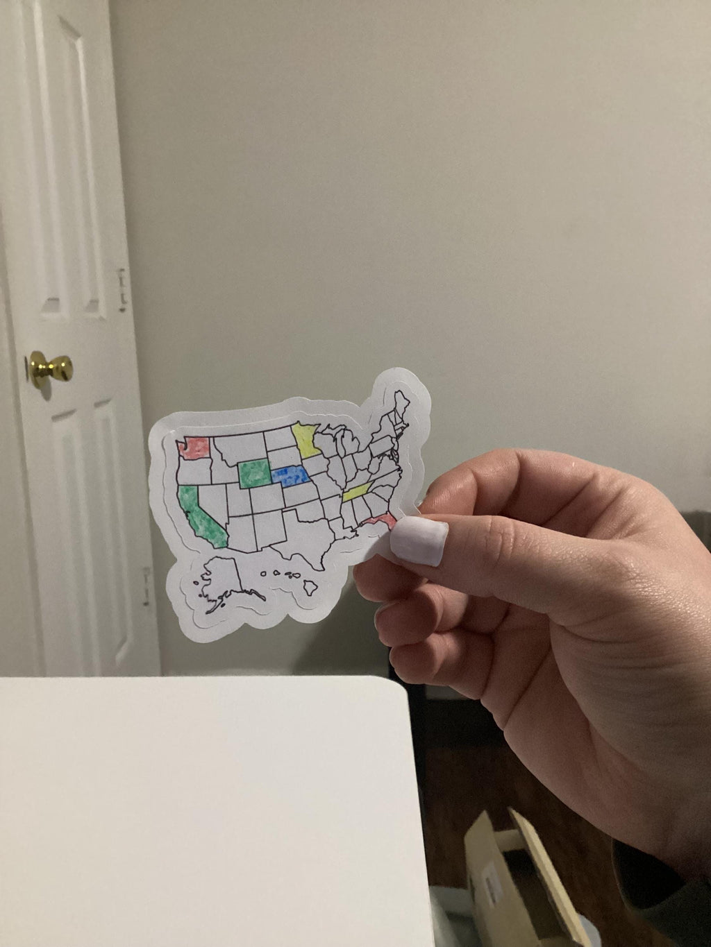 USA Travel Map Sticker | Color In, Waterproof Vinyl Decal