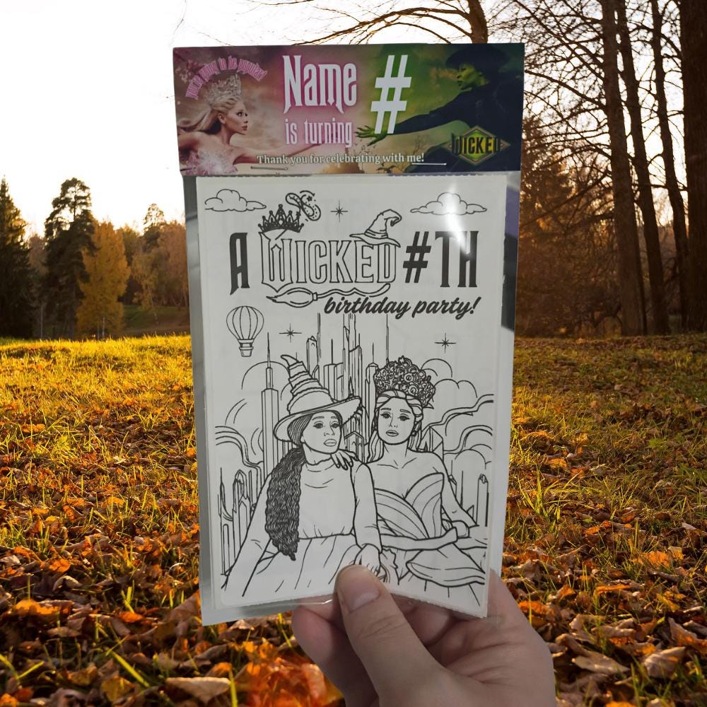 Personalized Wicked Coloring Party Favors | Pink Green Birthday Activity Sheets