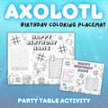 Axolotl Birthday Coloring Placemat | Personalized Ocean Party Activity